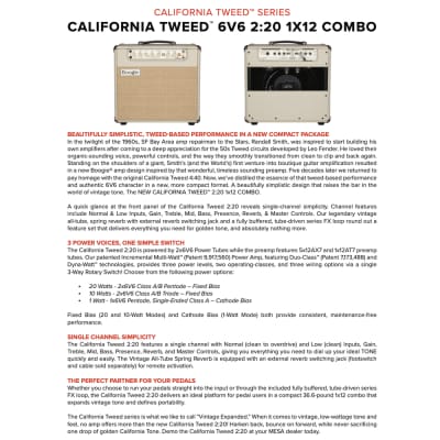 MESA/Boogie California Tweed 6V6 2:20 1x12 Combo image 5