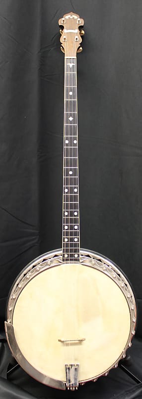 Late 1920's Vintage Leedy Solo Tone Long Neck Tenor Banjo Resonator w/Original Case image 1