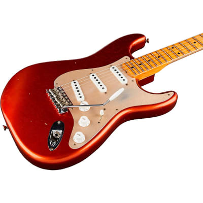 Fender Custom Shop 55 Dual-Mag Stratocaster Journeyman Relic Maple Fingerboard Limited Edition Electric Guitar Super Faded Aged Candy Apple Red image 5