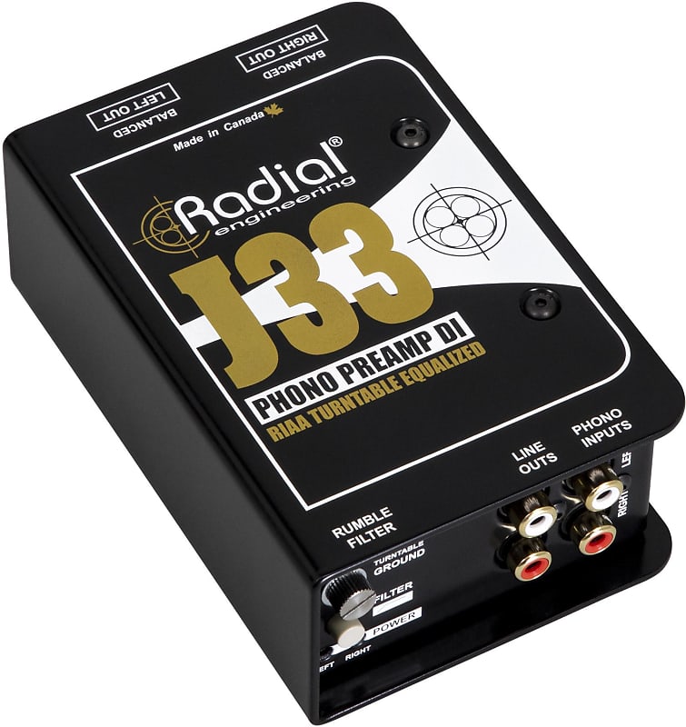 Radial J33 2-channel Active Turntable Preamp/Direct Box  			