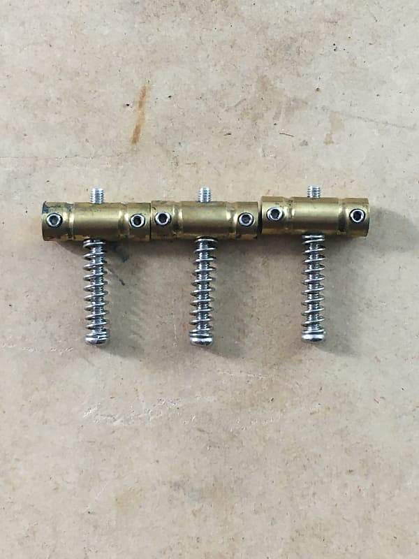 3 Tele Aged Relic Brass Saddles Notched For Vintage Fender Guitar Luthier Parts image 1