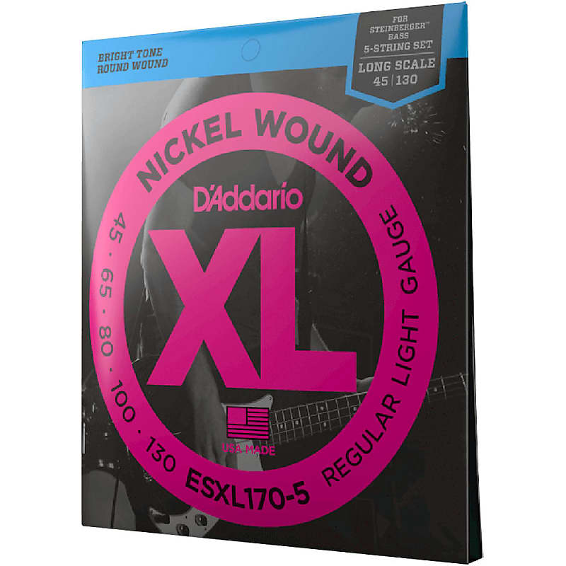D'Addario EXL170-5 Light, 5-String Nickel Wound Bass Strings, 45-130 image 1