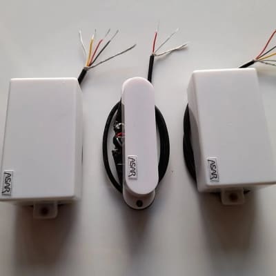Handmade prewired HSH Neodymium Strat pickguard with HB split switch TR BL and mid PU cutoff switch image 13