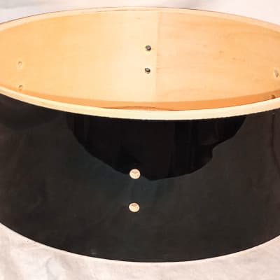 Unmarked Utility Snare Drum Shell 12  X 4.5" w/ hoops &batter head-PIANO BLACK WRAP image 6
