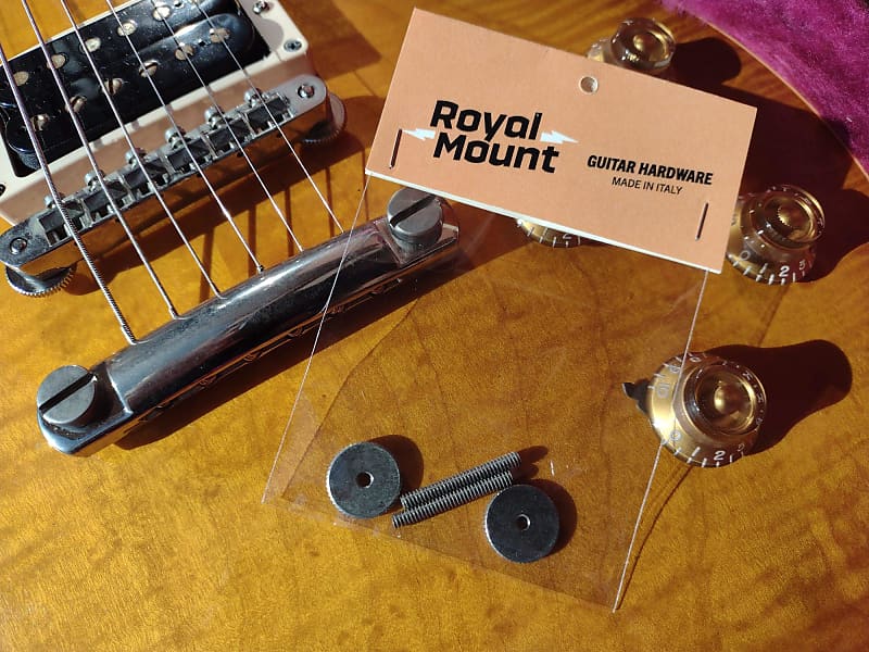 Gibson AGED soft brass 50 thumbwheels + posts for vintage ABR-1 bridge Les Paul Royal Mount 2025 - Nickel image 1