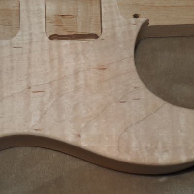 Unfinished Stratocaster Body Book Matched Figured Flame Maple Top 2 Piece Alder Back Chambered, Standard Tele Pickup Routes 3lbs 8.3oz! image 6