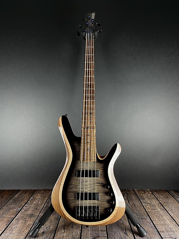 Kiesel Vanquish 5-String Bass, Flame Maple/Walnut/Zebrawood
