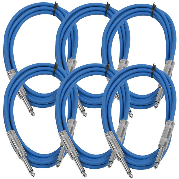 Seismic Audio SASTSX-6BLUE-6PK 1/4" TS Instrument/Patch Cable - 6' (6-Pack) image 1