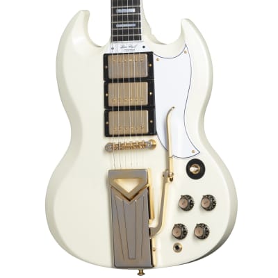Gibson Custom Shop 60th Anniversary 1961 Les Paul SG Custom Guitar w/ Sideways Vibrola - Polaris White image 1