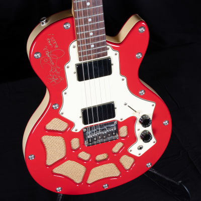 Used Red Lindert Conductor Model Signed by Rick Derringer Electric Guitar W/ Bag image 6