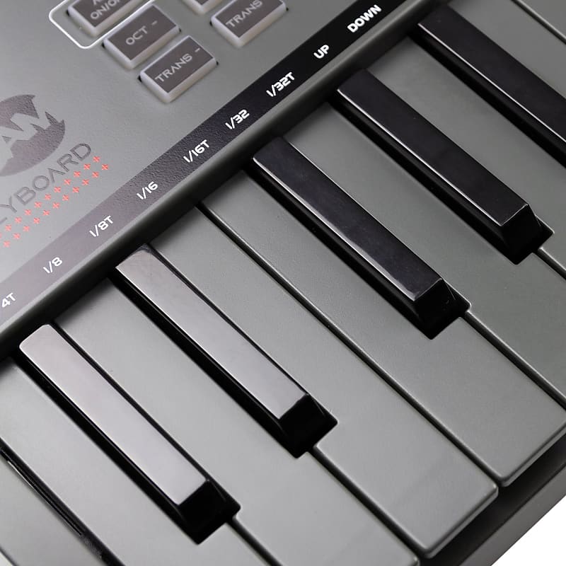Clavier Midi RockJam Go 25 Key USB & Bluetooth MIDI Keyboard Controller  With 8 Backlit Drum Pads, 8 Knobs –
