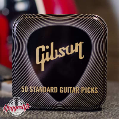 Gibson Standard Pick Tin 50 pcs. Black - Thin for sale
