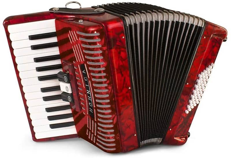 Hohner Hohnica 1304 48 Bass Piano Accordion - Pearl Red image 1