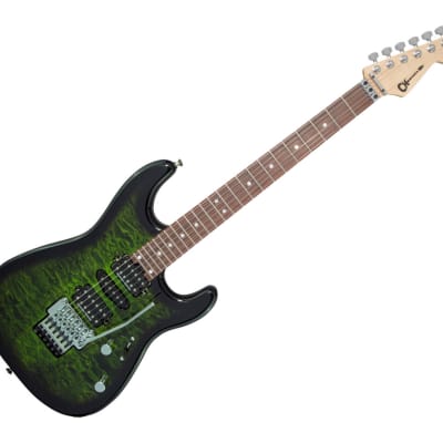 Used Charvel MJ San Dimas Style 1 HSH FR Guitar w/Quilt Top - Trans Green Burst for sale