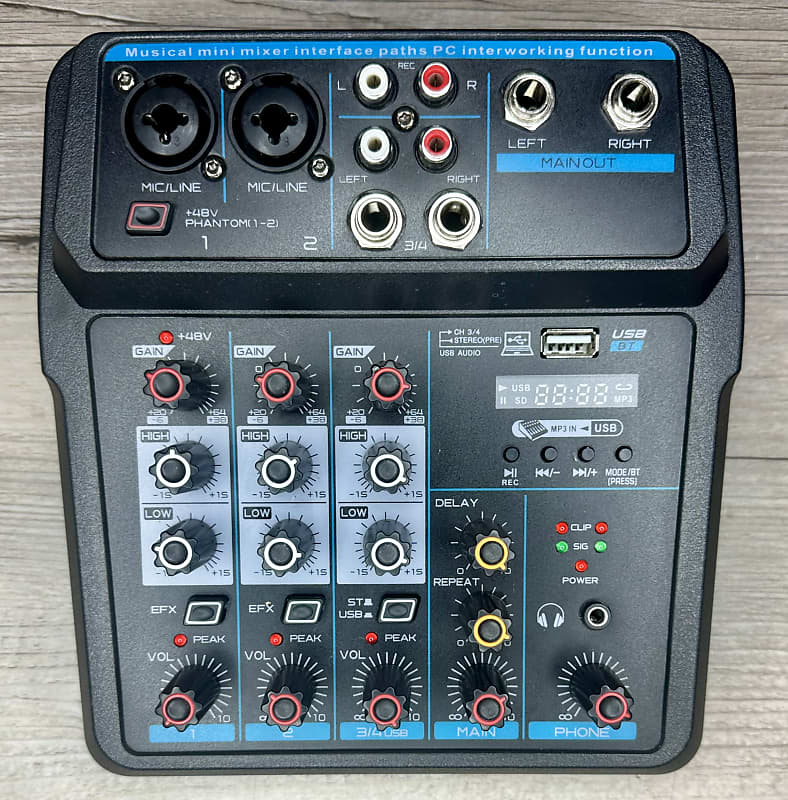 Depusheng U4 Portable Mini Mixer 4 Channel Audio DJ Console with Sound  Card, USB, 48V Phantom Power for PC Recording Singing Webcast Party U4