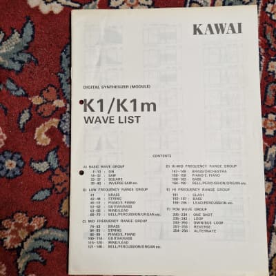 Kawai K1/K1m Wavelist Original