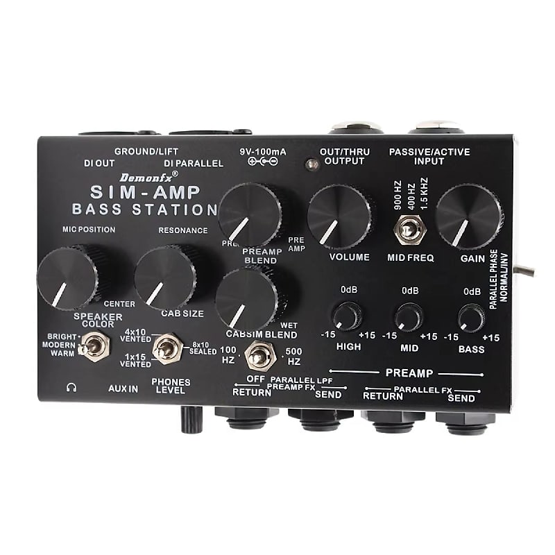 Demonfx SIM-AMP High Quality Simplifier Bass Station Preamp Simulator, Power Amp SIM, Stereo Cab SIM & DI Out for Electric Bass | Reverb UK