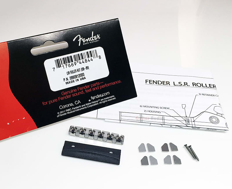 Genuine Fender LSR Roller Chrome Guitar Neck String Nut with Mounting Hardware image 1