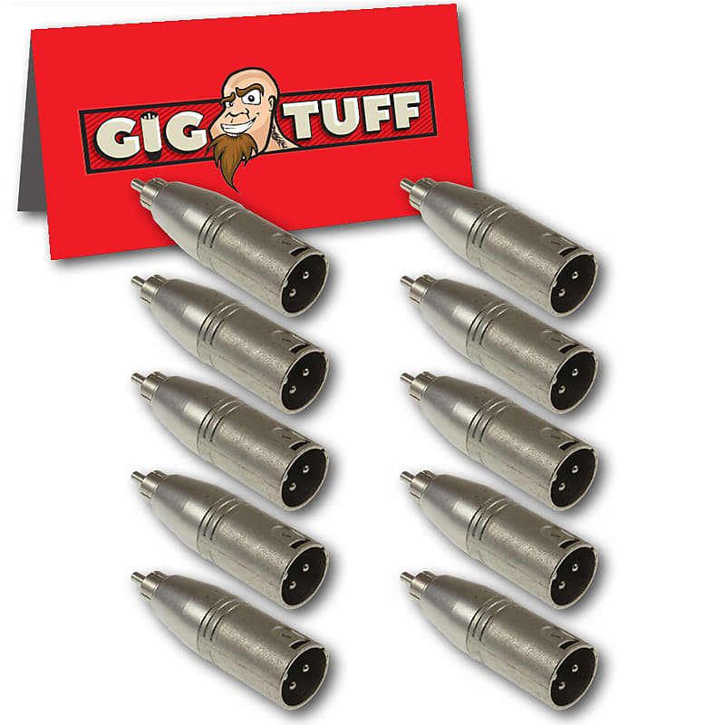 10-Pack Gig Tuff XLR Male > RCA Male Phono Audio Cable Adapter Unbalanced Mic image 1