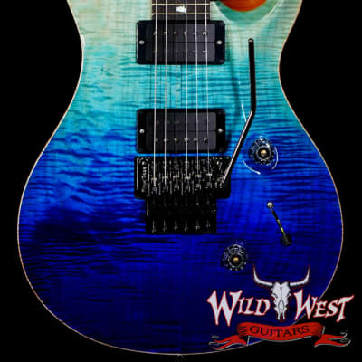 Paul Reed Smith PRS Wood Library 10 Top Custom 24 Floyd Rose Ebony Fingerboard Flame Maple Neck Blue Fade for sale