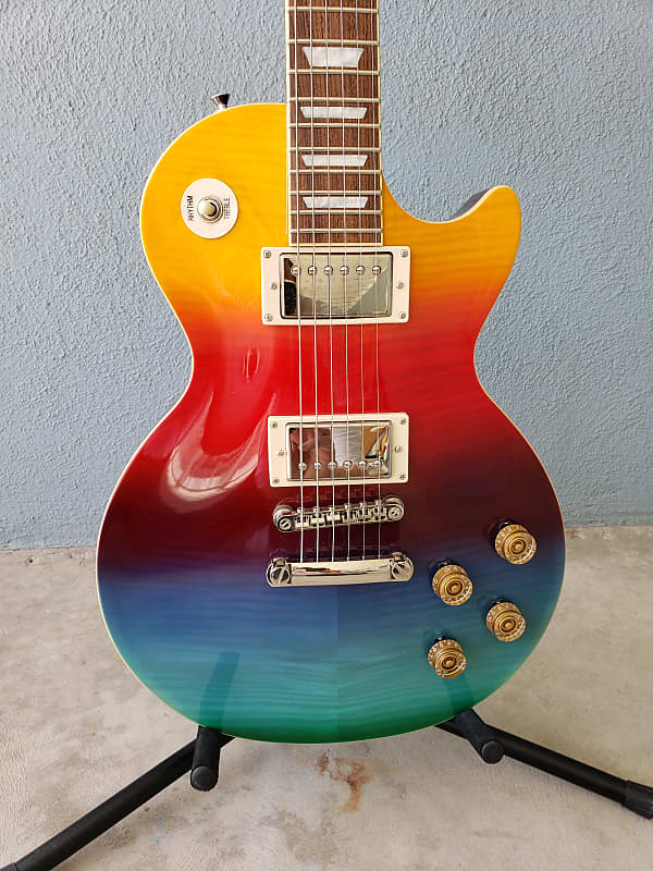 Epiphone Les Paul 60's Tribute Plus 2018 Rainbow Prism with New Gator  Hardshell Case.