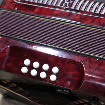 Hohner Club III M 8-Bass 30-Treble Button "C/F" Red Diatonic Accordion w/Case image 15