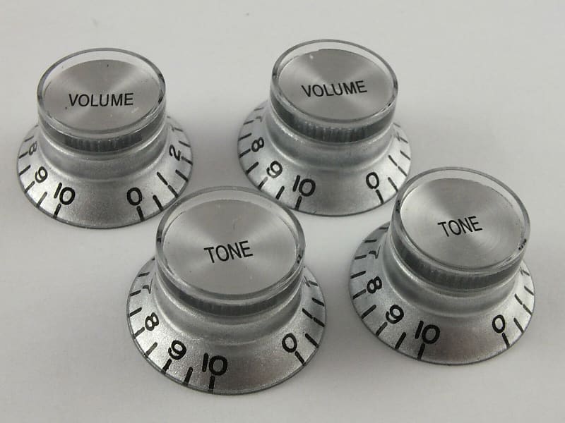 Silver Reflector Knobs Top Hat Mirror fits USA Gibson Reverb UK