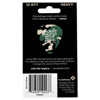 Ernie Ball Camouflage Cellulose Picks Heavy 12-pack image 3