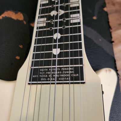 Mel-O-Bar 10 String Slide Guitar Patent Pending Early 1966 Pot Codes White All Original & RARE image 10