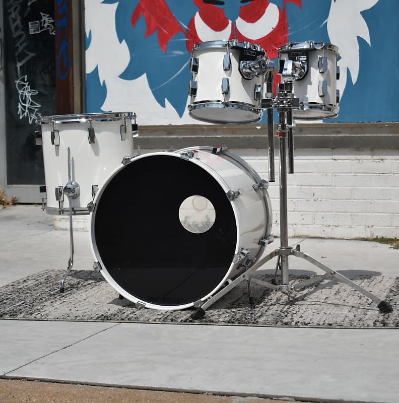 Used Milestone/Tempus Fiberglass Drum Kit in White 8, 10, Reverb