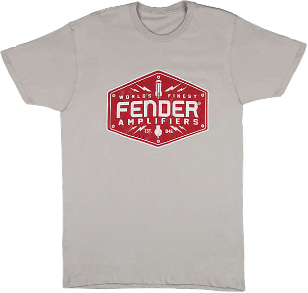 Genuine Fender Guitars Bolt Down Mens Logo T-Shirt - Gray - S, Small image 1