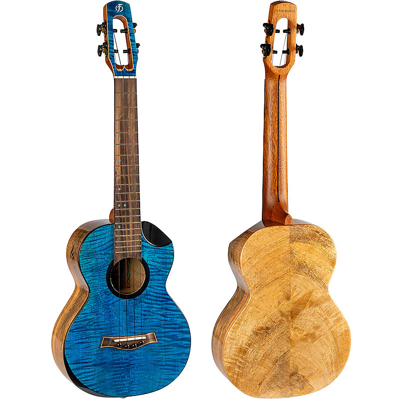 Flight Comet EQ-A Blue Tenor Ukulele New - solid stained flamed maple top image 1