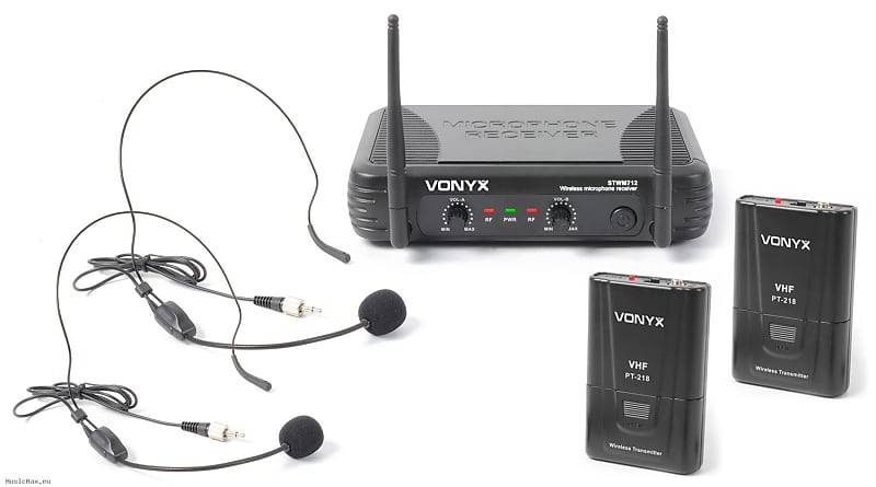 VONYX STWM712H VHF 2 Channel Wireles Headset Microphone image 1