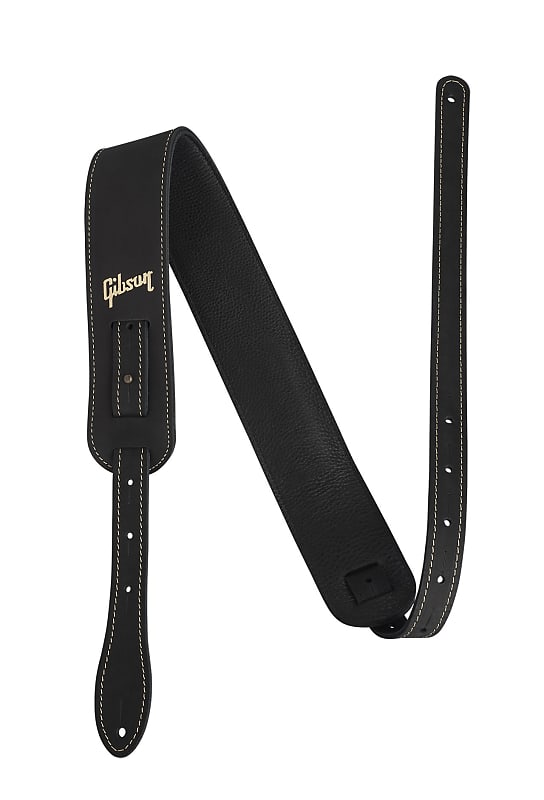 Gibson ASNB The Nubuck Leather Guitar Strap Black Reverb
