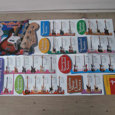 1995 Fender Bass Fold Out Catalog Poster! Jazz, Precision! Original Case Candy! for sale