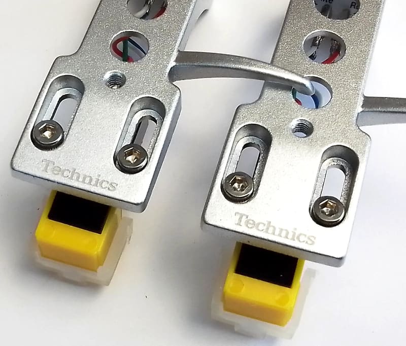 2 x Technics Headshell + Audio Technica AT3600L Cartridges &amp; After Market Stylus For SL-1200 - SL-1210 MK2 - MK7 Vinyl Record Player DJ Turntables (Silver Finish)  			