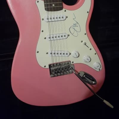 Gwen Stefani Signed Guitar / Autographed Guitar Stratocaster Style Glitter Pink Electric Guitar *As Pictured* GENUINE SIGNATURE With C.O.A! for sale