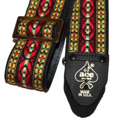Ace Vintage Reissue Bohemian Red Guitar Strap by D'Andrea - Made in the USA image 2