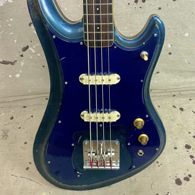 1960's Guyatone EB-9 “Sharp 5” MIJ Blue Sparkle Bass Guitar c~1967 Needs Repair image 2