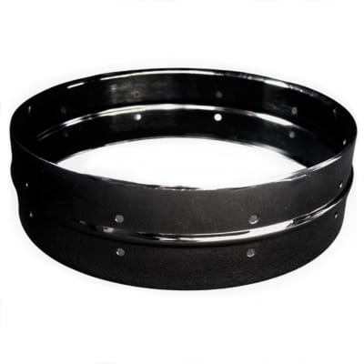 World Max BKS-4014/1031 4x14" beaded snare drum shell black over brass, pre-drilled 10 lug image 1
