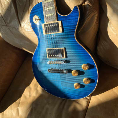 BLUE AXCESS 🦋! 2013 Gibson Custom Shop Les Paul Standard Axcess Figured Trans Translucent Transparent Blue Burst Ocean Water Blueberry F Flamed Maple Top Special Order Limited Edition Exclusive Run Coil Split 496R 498T ABR-1 Stopbar Tailpiece Modern image 19