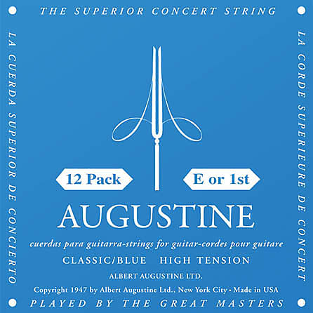 Classic Blue High Tension Nylon Guitar Strings 12 Pack Of E 1St Strings Augu image 1