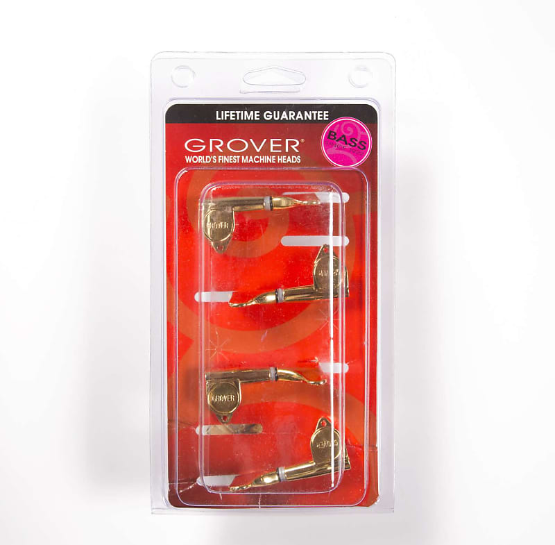 Grover 144G4 Mini Bass Guitar Tuners, 4 Inline Set Gold Reverb