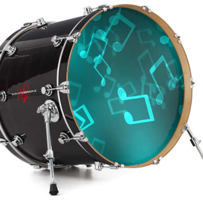 Decal Skin FITS 20" Bass Kick Drum Bokeh Music Neon Teal HEAD NOT INCLUDED image 1
