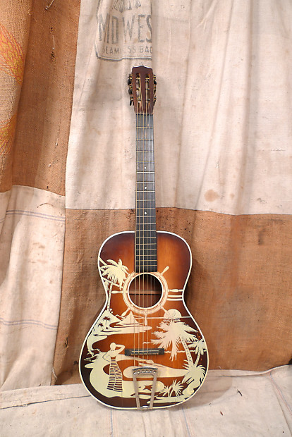 Regal Stencil Parlor Guitar 1950's image 1