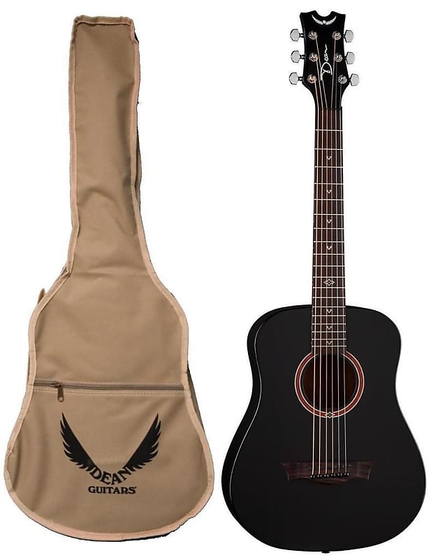 Dean Guitars 3/4 Flight Series Travel Acoustic Guitar, Black Satin, FLY BKS image 1