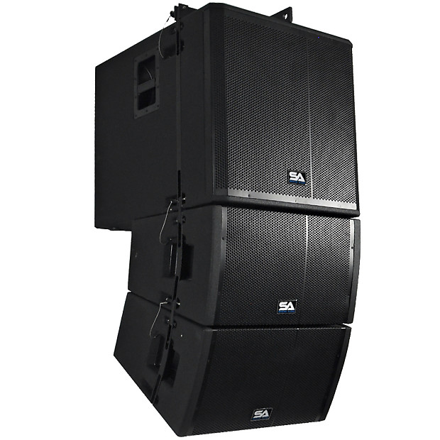 Seismic Audio SAXLP-PKG3 Line Array Package w/ Dual Powered 12" Speakers, 18" Sub, Mounting Frame image 1