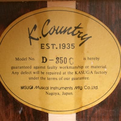 1970's Kasuga K Country D-350C Brazilian Rosewood - Natural+Hard Case image 20