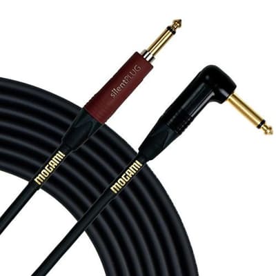 Mogami Gold Instrument Cable Silent Plug 1/4" TS Straight to Right-Angle 18 ft image 2
