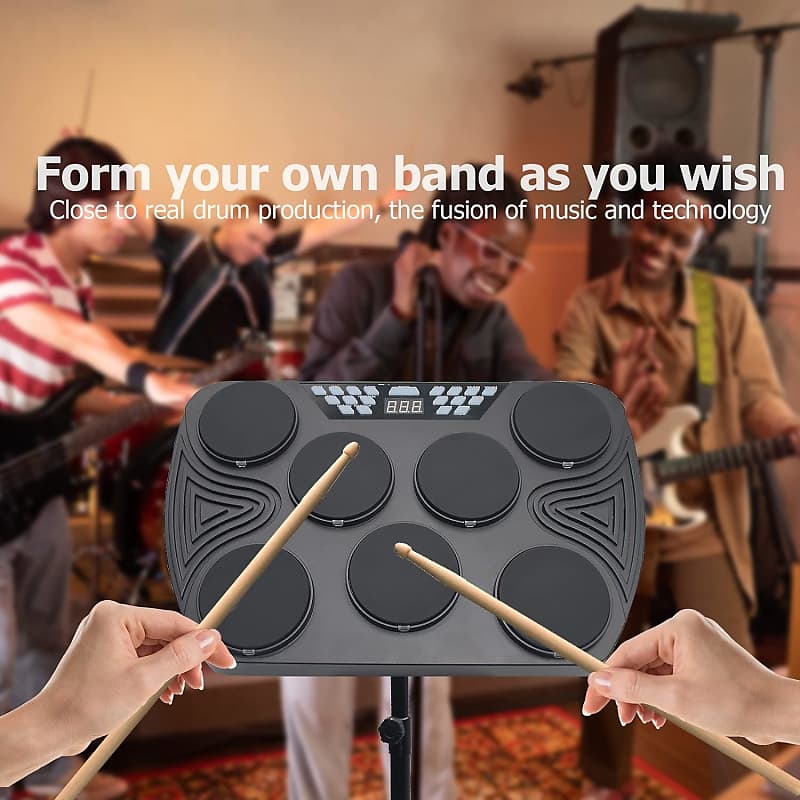 Electronic Drum Set Portable Drum Pad Roll-up Drum Machine Practice Drum  Kit With Headphone Drumsticks Foot Pedals,16 drum Sounds Tambourine Mode 7